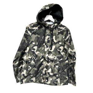 Ci Sono Woodland Camouflage Green Windbreaker Hoodie Jacket Size S Outdoor Casua